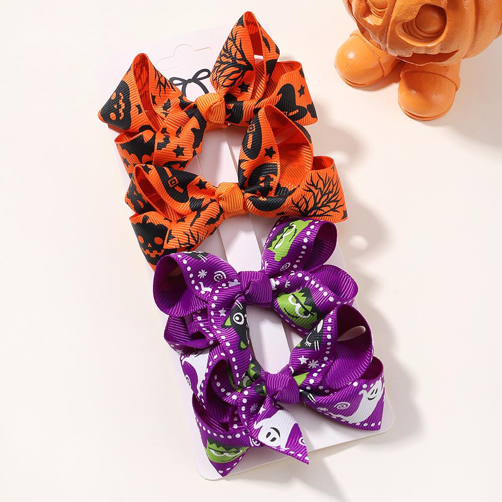 8Pcs/Set Halloween Bow Skull Hairclip for Kids Funny Hairpin Gothic Personality Girls Children Party Baby Hair Accessories Set