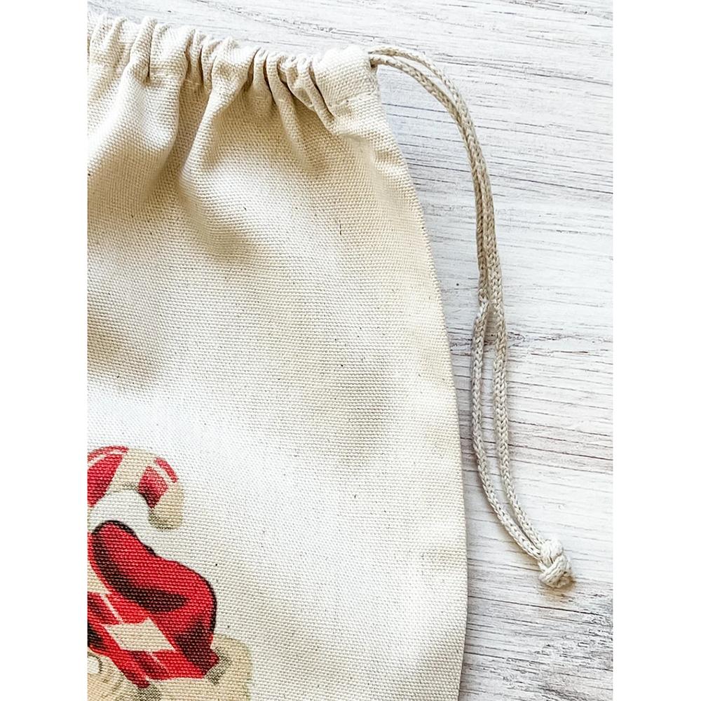 5/10/20Pcs Vintage Inspired Santa Drawstring Gift Bag Christmas Wrapping Santa Sack Holiday Celebrations New Year Party Decor