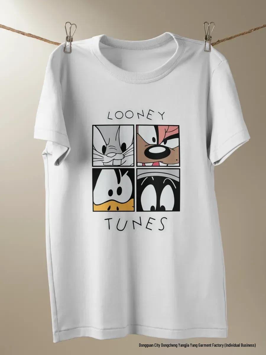 

2026 Anime Print Short Sleeve Pure Cotton T-Shirt: Flaw-Covering & Age-Reducing Design Medium белый