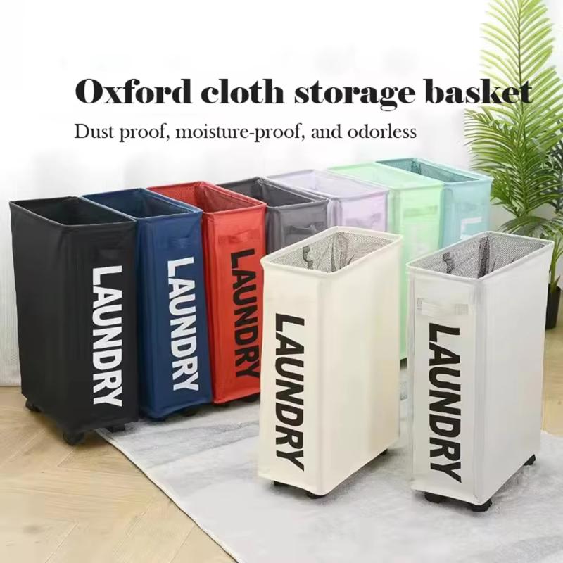 1 Stück 22" Rollender schmaler Wäschekorb mit Ständer, faltbar, wasserdicht, Sortierer und Organizer auf Rädern, hoch, dünn, Wäschekorb für schmutzige Wäsche