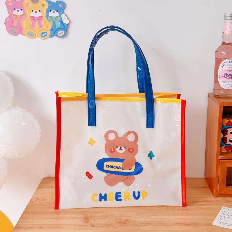 Ins Summer Girls Jelly Bag Cartoon Bear Transparent Shoulder Bag Waterproof Beach Bag Student Travel Handbag