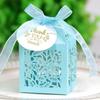 50pcs Baby Shower Candy Box Hollow Rose Flower Gift Box with Ribbon for Valentines Day Wedding Decoration Birthday Party
