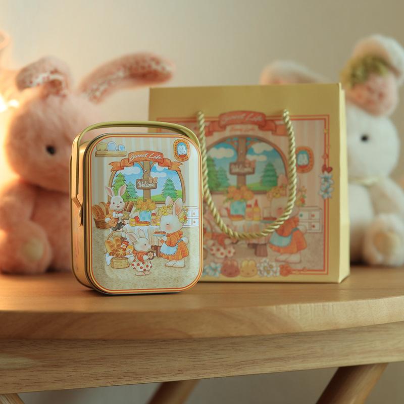 Blech Süßigkeitenbox Kindergeschenke Kleine Blechdose Keksbox Tragbare Kaninchen Geschenkbox für Geburtstag Hochzeit Party Dekoration