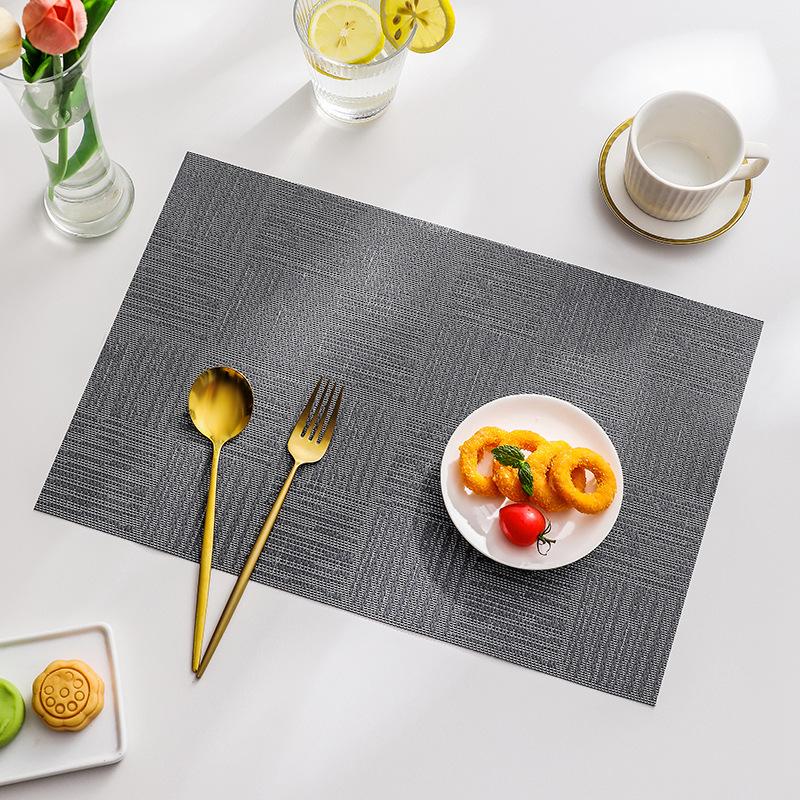 Rectangular PVC Placemats Solid Color Heat Insulation Waterproof Non-slip Table Mats Household Simple Word Pattern Placemat