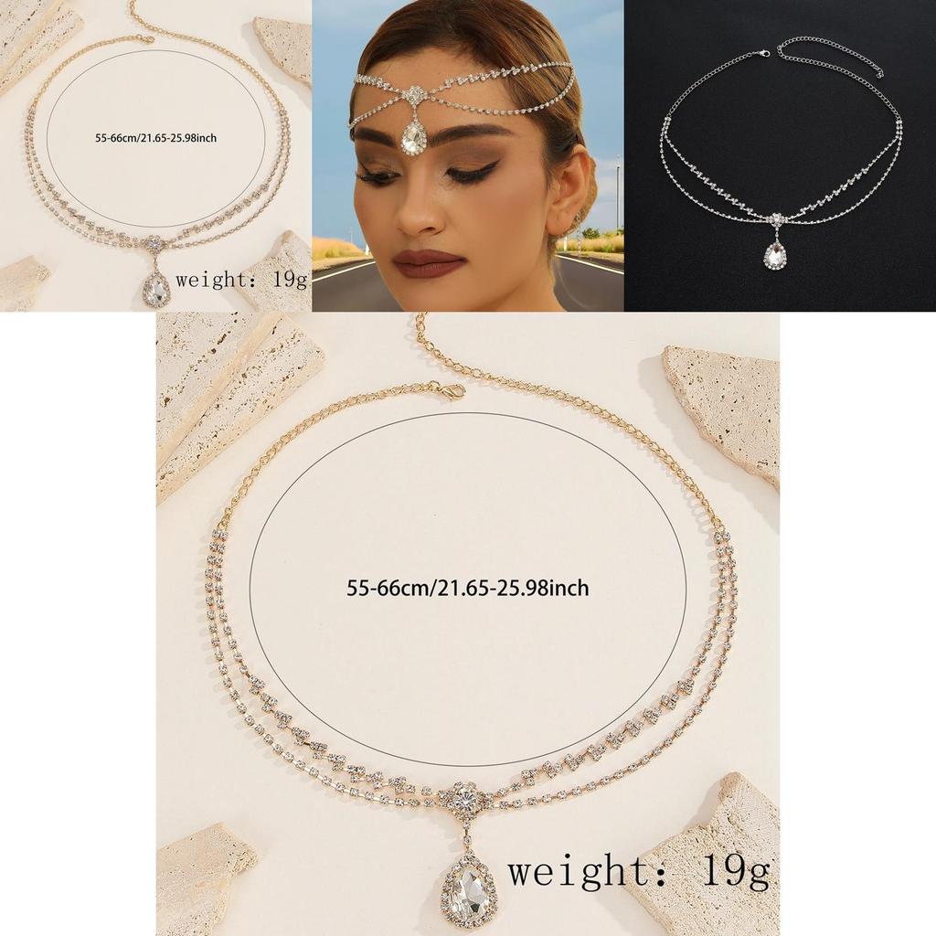Elegant Rhinestone And Multi Layer Chain Design Silver Jewelry Headwear For Women