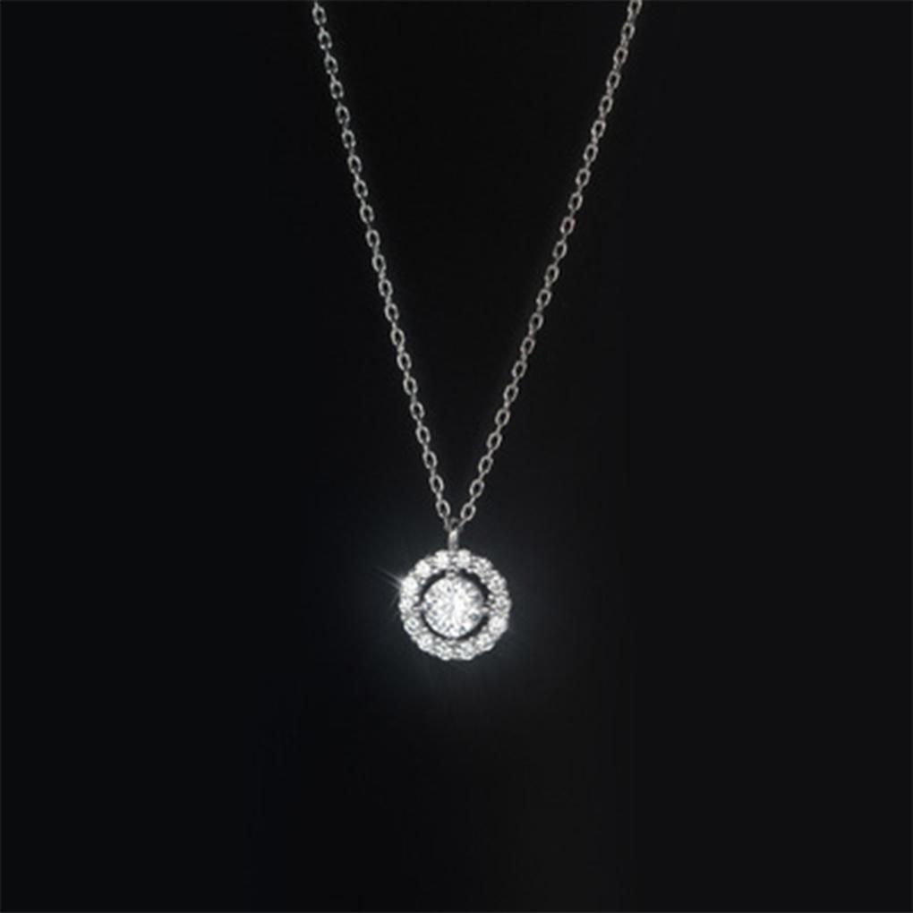 Female Round Pendant Crystal Necklace Brass Neck Chain Jewellery Fashion Necklaces Wife Gift Accessory Birthday Holiday