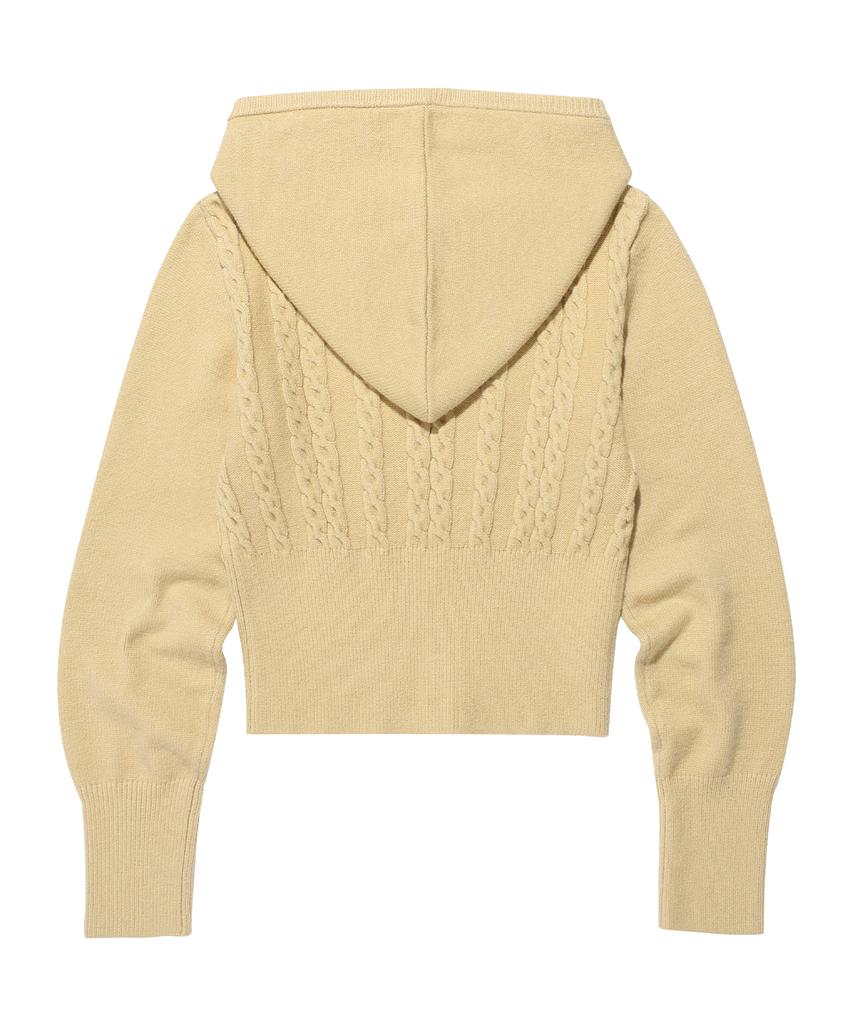AMES-WORLDWIDE Crop Cable Hoodie Knit Cream