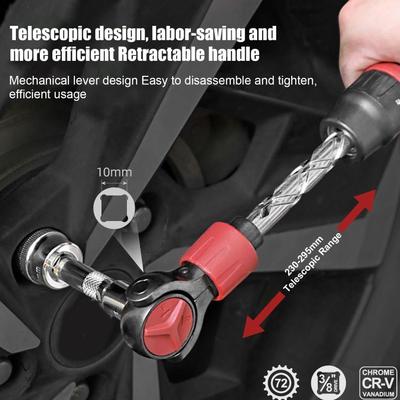 Clé à cliquet sans fil 3/8 pouce Clés à cliquet Ergonomique Tête pivotante à 72 dents Réversible Marche/Arrêt Douille en acier Pour l'entretien de vélo