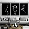Modern Nude Art Poster Sexy Suit Women Canvas Painting Black and White Body Art Wall Pictures for Living Room Home Decor Mural