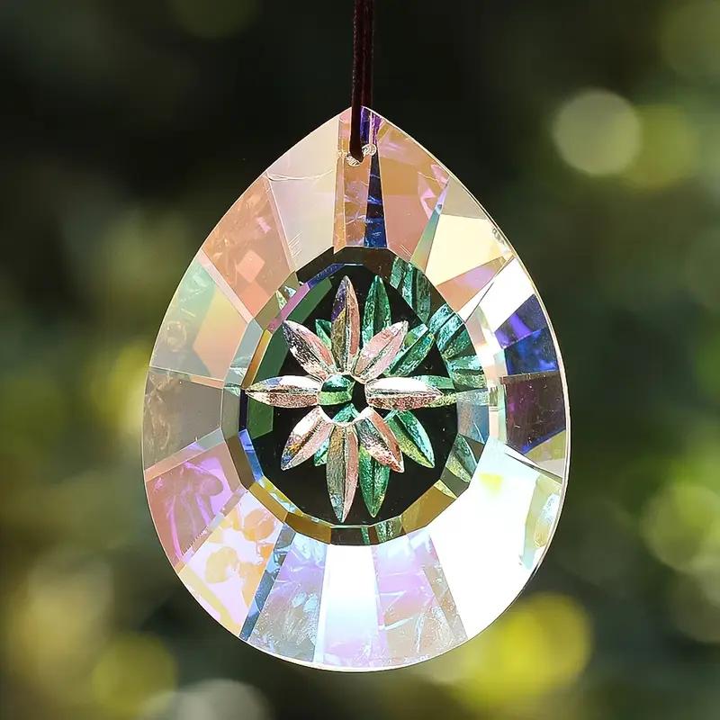 75mm AB Color Sunflower Crystal Prism Sunsuner - A Dynamic Rainbow Manufacturer, for Windows, Gardens, Car Pendants, Chandelier