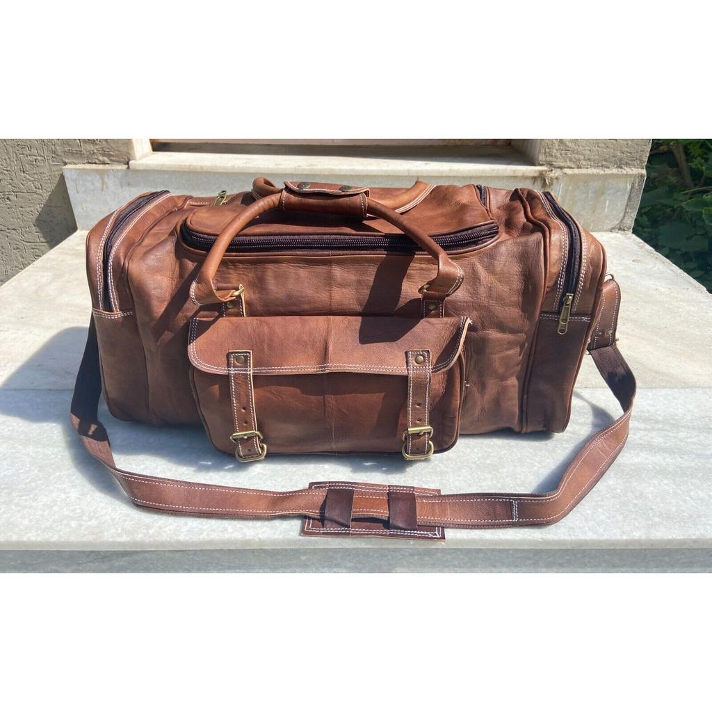 Leather Bag Travel Goat Gym Duffle Luggage Genuine Brown Vintage New Men's Men