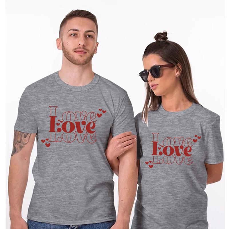 Funny Valentine Printed Couple's Versatile Casual Top Fashion High Street T-Shirts Women’s