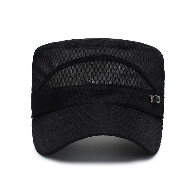 Breathable Mesh Sunscreen Flat Top Hat for Middle-Aged and Elderly Men - Casual Outdoor Cap.