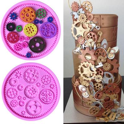 1PC DIY 3D Dişli Silikon Fondan Kalıp Pişirme Formları DIY Sabun Kalıp Bakeware Pişirme Araçları Şeker