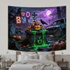 Full Moon,Cemetery,Pumpkin Lantern,Crow Design-Halloween Backdrop Banner for Photo Booth,Indoor/Outdoor,Event Party