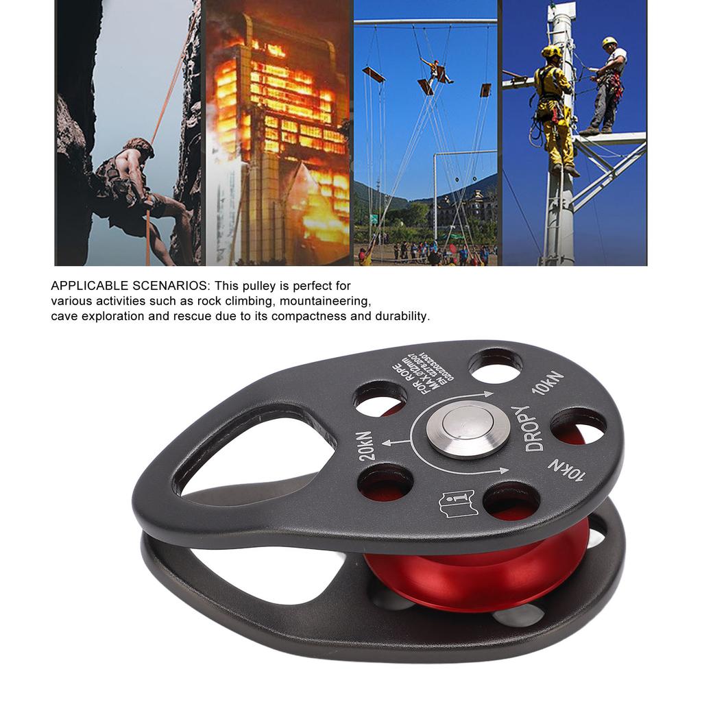 Aluminum Side Swing Pulley Heavy Duty Ball Bearing Lightweight Portable Side Swing Fixed Pulley for Rock Climbing