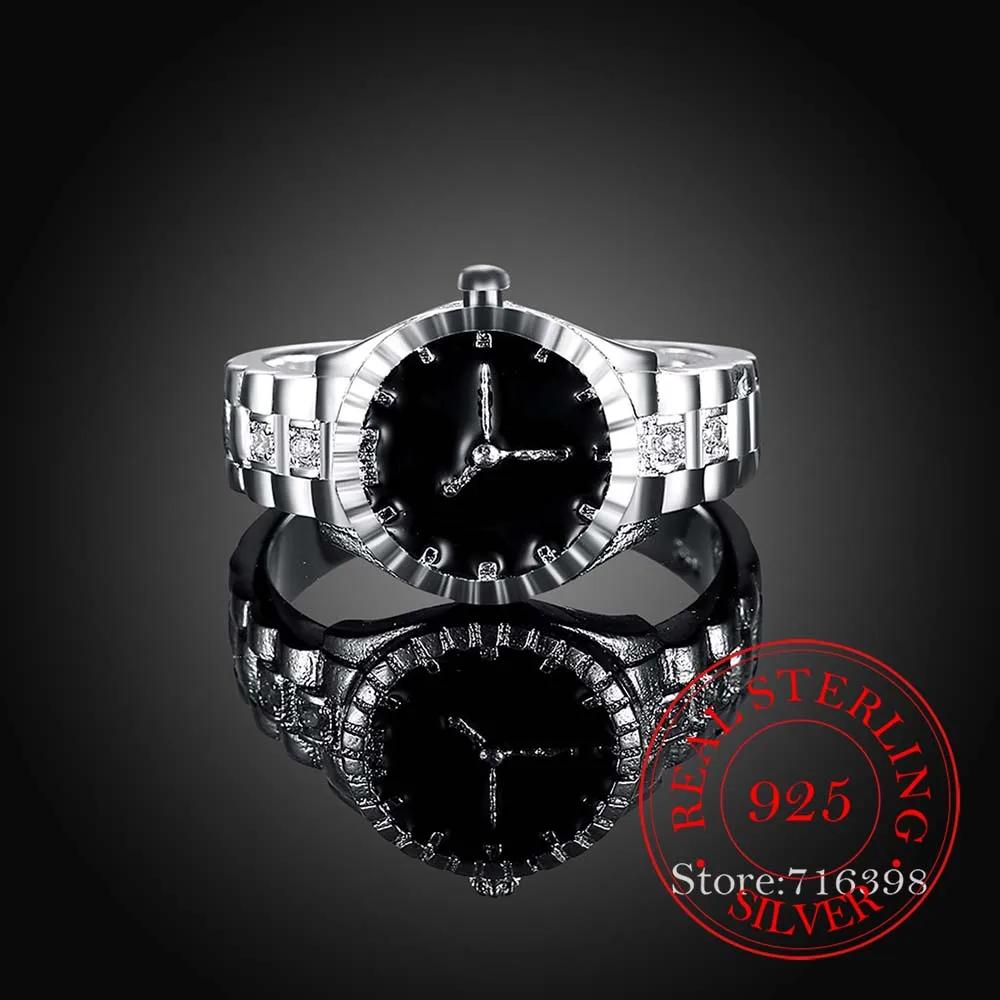 

High-quality 925 Sterling Silver Rings for Women Men Female Watch Shaped Cz Crystal Infinity Ring Bague Argent 925 Anillos Mujer 6