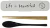 Showa Cutlery Spoon and Chopsticks Stamp with Made In 77095 Set, Set, White, Case, L/B, Japan,