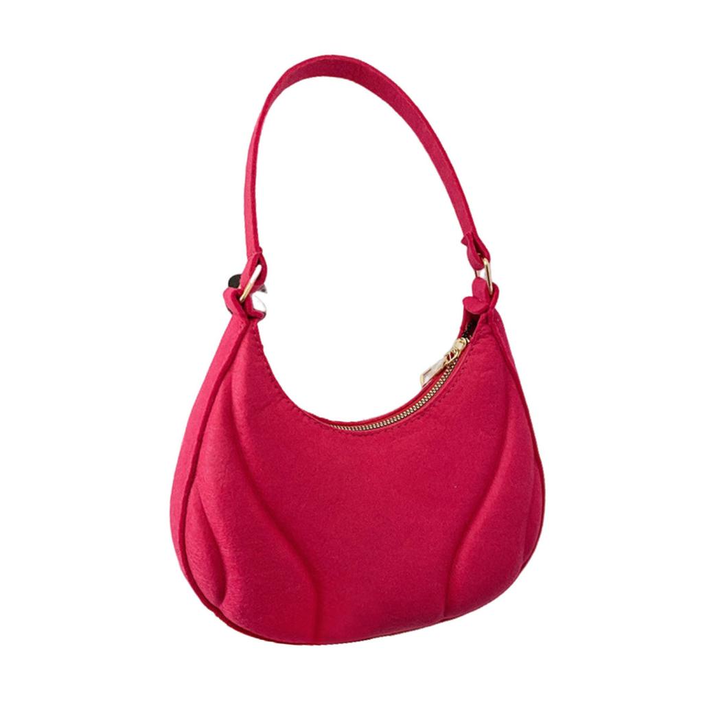 Yousheng Damen Schultertasche Knödelform Filztasche Reißverschluss Einfarbig Große Kapazität Pendler Geldbörse für Schule Party Reise Straße Urlaub