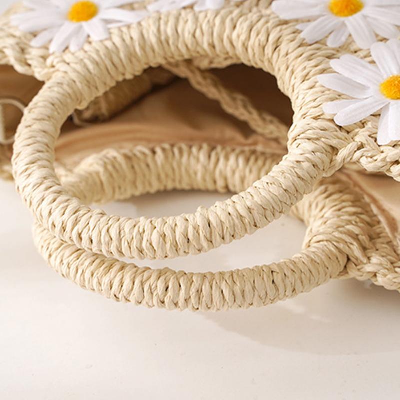 Yogodlns mote håndvevde strå-strandvesker Kvinner Håndlagde Moon Basket Skulderveske Sommer Bohemian Travel Crossbody-vesker