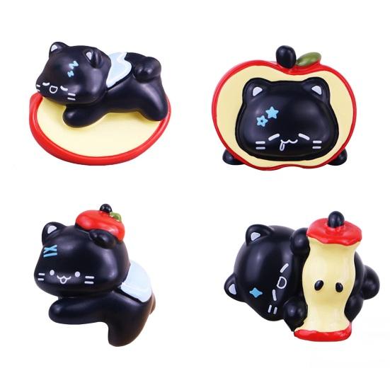 1/4 Stück Frucht Schwarze Katze Figur Computer Monitor Dekoration Cartoon Kätzchen Statue Skulptur Heim Büro Auto Armaturenbrett Ornament