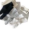 French Solid Color Boneless Pleated White Socks Versatile Cotton Mid-Leg Socks Mesh Thin Korean Cake Socks