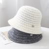 New hollow knitted basin hat foldable bucket hat big head circumference windproof warm face small bucket hat tide