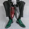 Men Derbys Oxford Leopard Print Personality Nightclub Leather Business Shoes Men's Tuxedo Wedding Dance Shoes Red Green Plus Size