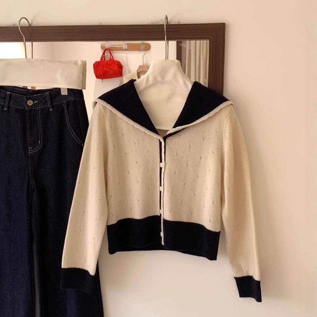 Women's Color-Block Knit Sweater - Stylish 2024 Autumn/Winter Innerwear Top