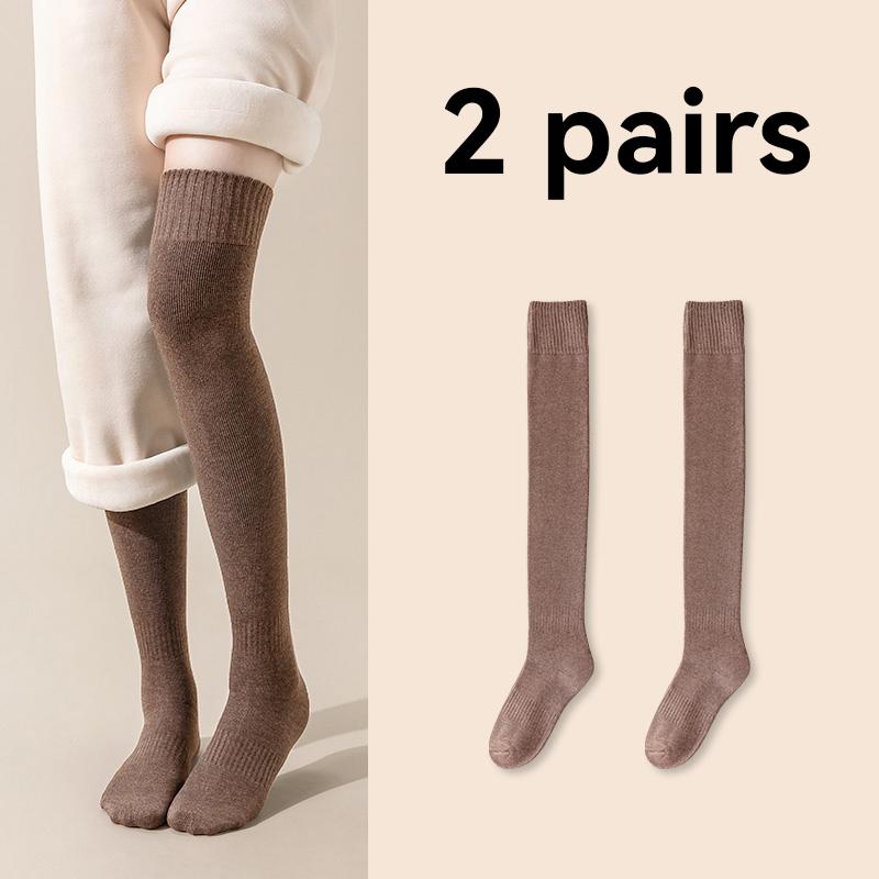 Women Soft Wool Long Socks Autumn Winter Cashmere Solid Knitted Stocking Skinny Casual Knee High Warm Thicken Girls Socks Medias