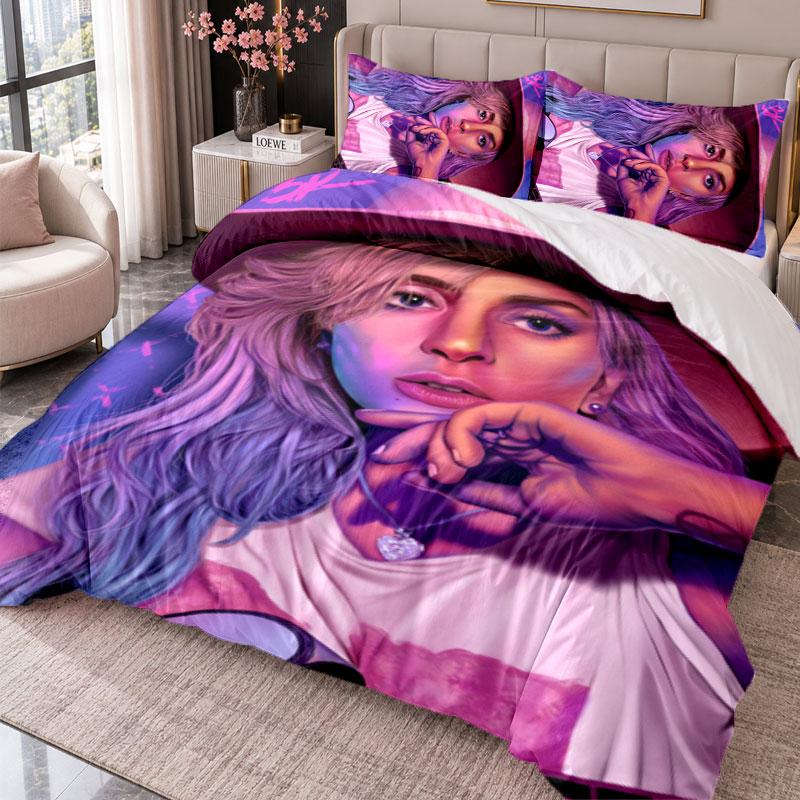 Lady Gaga 3Pcs Bedding Set Duvet Cover With Two Pillowcases For Bedroom Home Decoration