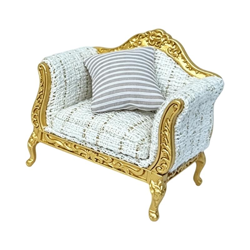 Realistic 1/12 Scale Dollhouses Sofa Set Soft Cloth Cover Simple Couch Model Furniture Accessory