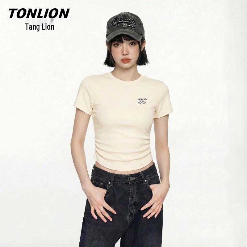 TonLion Women s Slim Fit Round Neck Short Sleeve T-Shirt Size 1