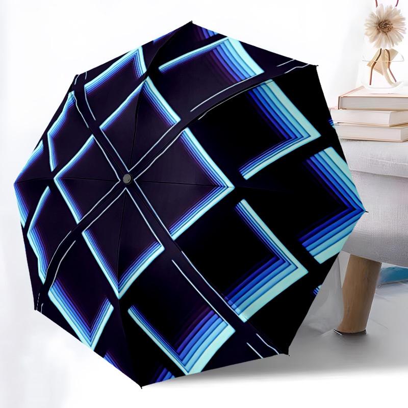1pc Neon Geometric Pattern Umbrella - Portable Home Essential, Durable Iron Frame with Rod Structure, Fashion Lovers yy250910091