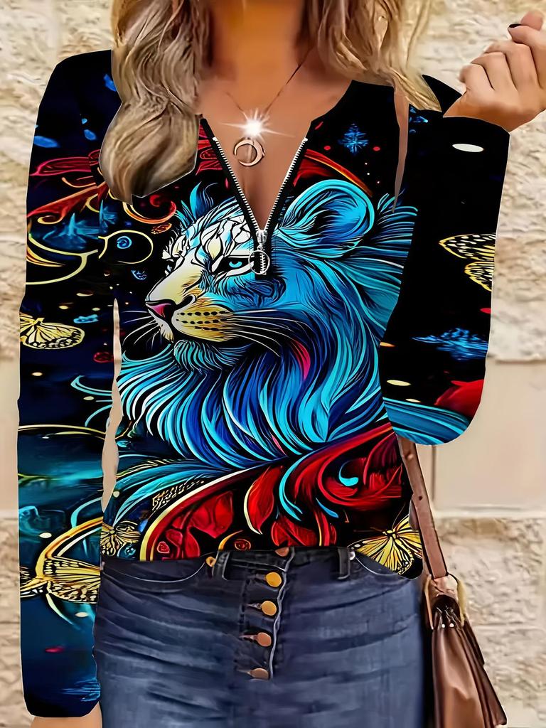 Elegant Floral Long Sleeve Cardigan Blouse for Women