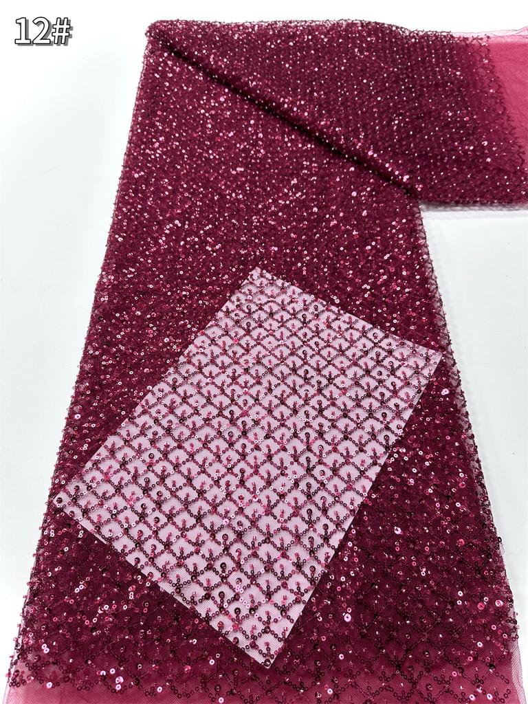 Sky Blue African Sequins Lace Fabric 2025 High Quality Lace Embroidery Nigerian Mesh Beads Fabric French For Wedding Party Dress