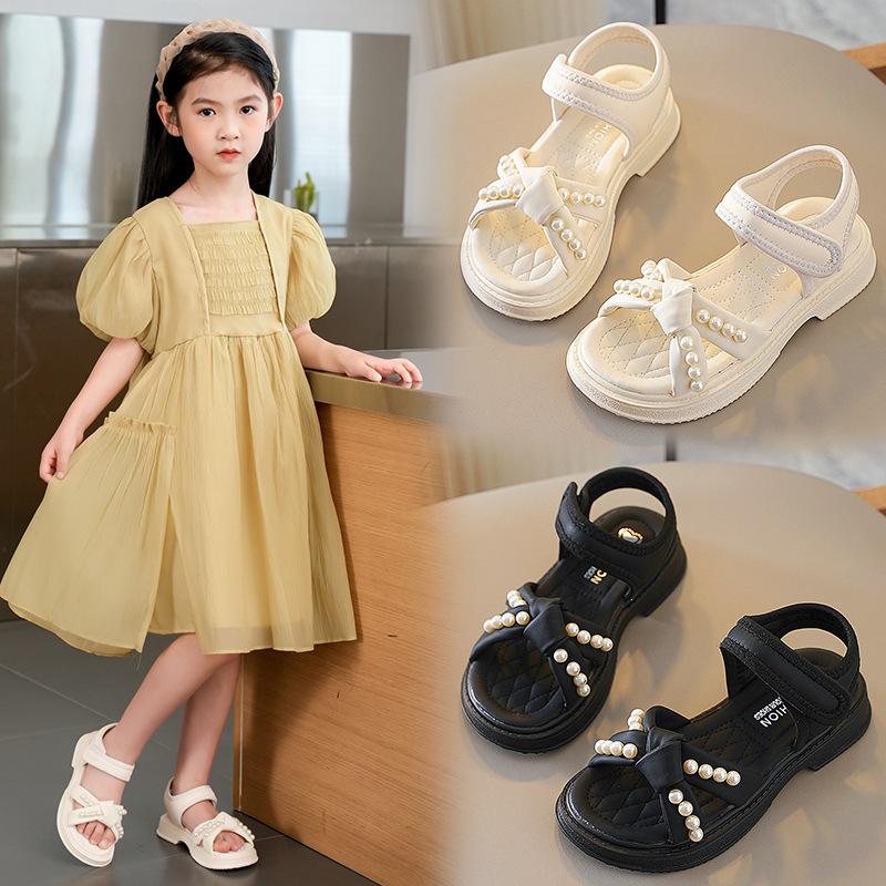 2025 Girls Stylish Pearl Princess Sandals – Soft Sole, Summer Style for Kids Size 27 (17cm)