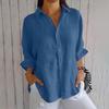 Women's Casual Blouses Spring Fall Fashion Print Solid Color 3/4 Sleeves POLO Neck Shirts
