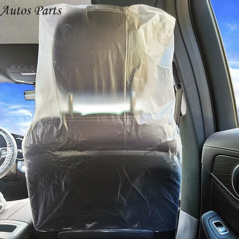 57BA 100pcs Car Covers Transparent Car Chair Covers Disposable Vehicle Dustproof Cover Universal Car Protector