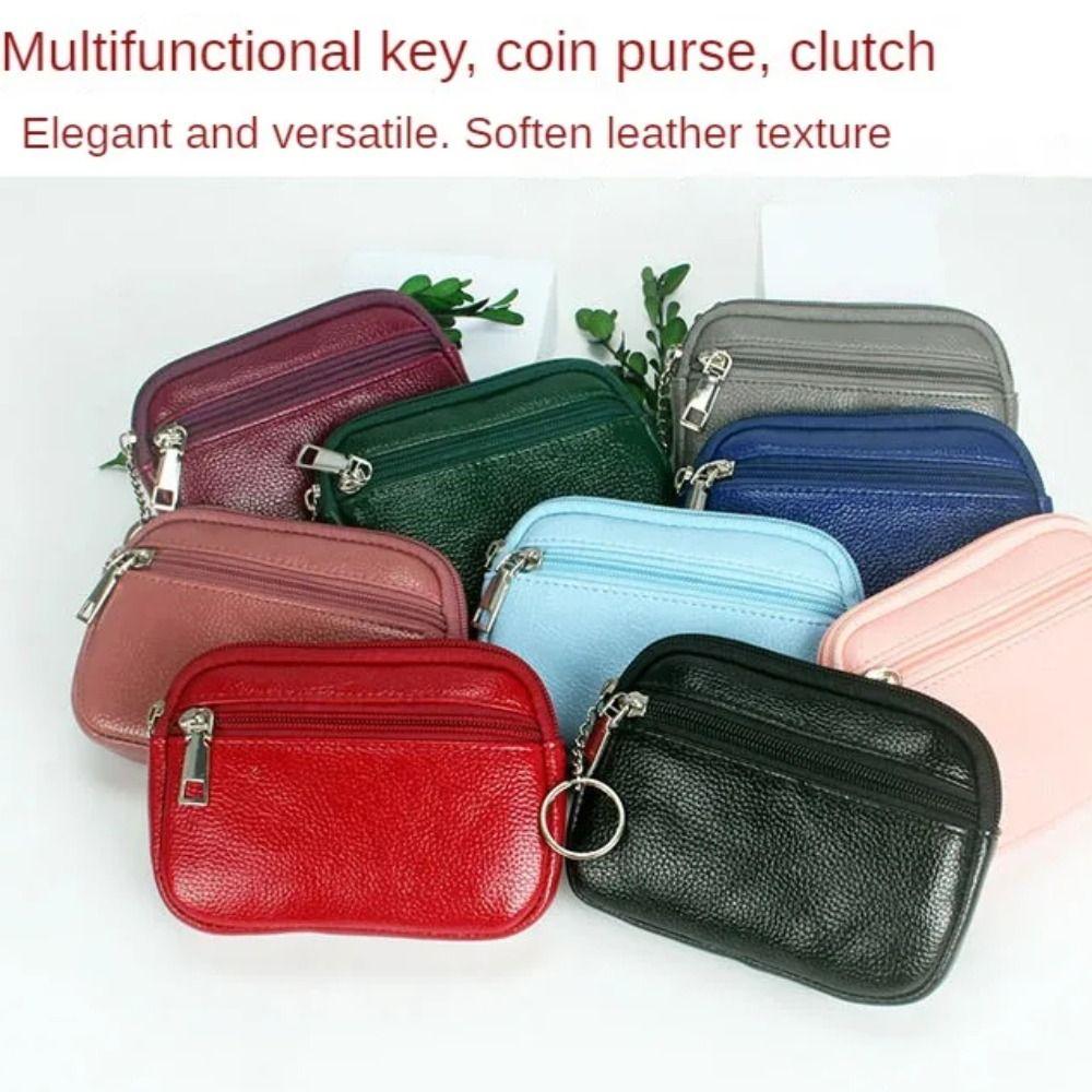 New PU Leather Women Mini Wallet Fashion with Zipper Coin Purse Keychain Wallet Bag Small Purse Short Wallets