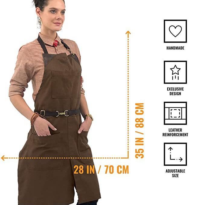 Unisex Latzschürze mit gekreuzten Trägern für Holzbearbeitung, Elektriker, Cafés und Floristen mit individuellem Logo