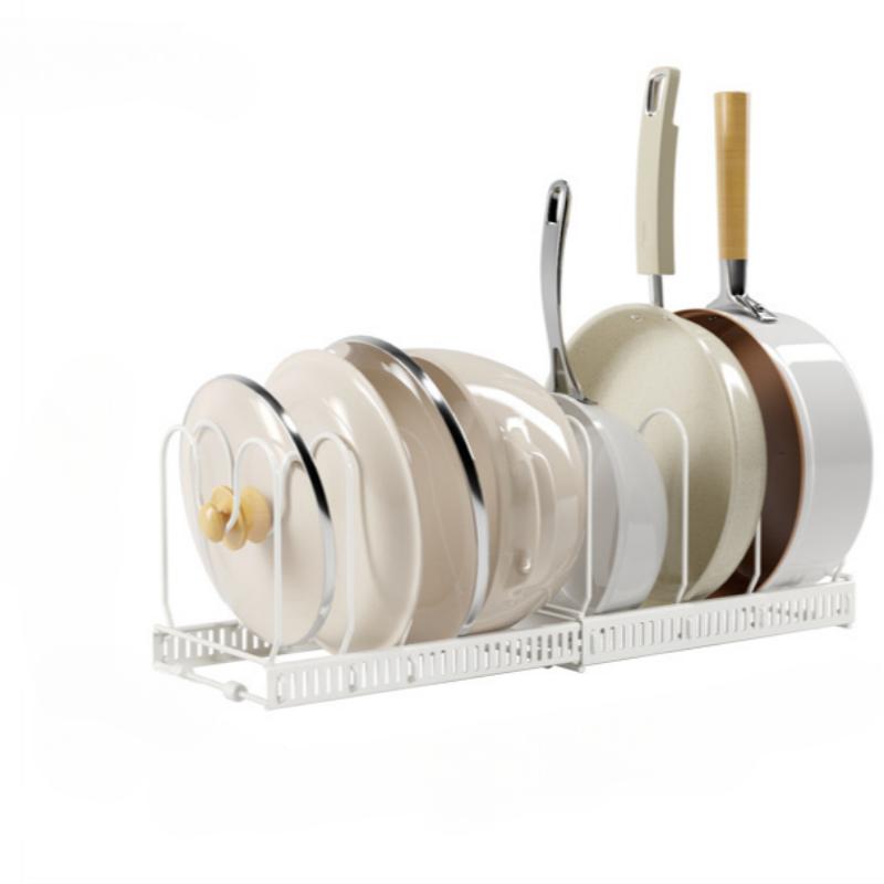 Suport de depozitare pentru vase de gătit Organizator de depozitare pentru tigaie Accesorii pentru bucătărie, bol ajustabil pentru vase Raft de uscare multifuncțional