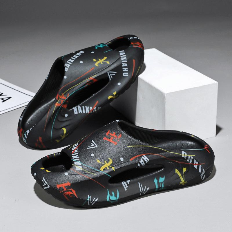 

2025 летние новые тапочки на толстой подошве мужские и женские односложные супер мягкие супер Q эластичные сандалии для ходьбы по дерьму в помещении и на улице нескользящие 36 чёрный