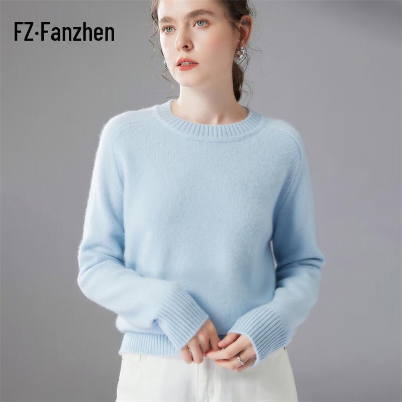 Fanzhen Women's Cashmere Blend Round Neck Sweater