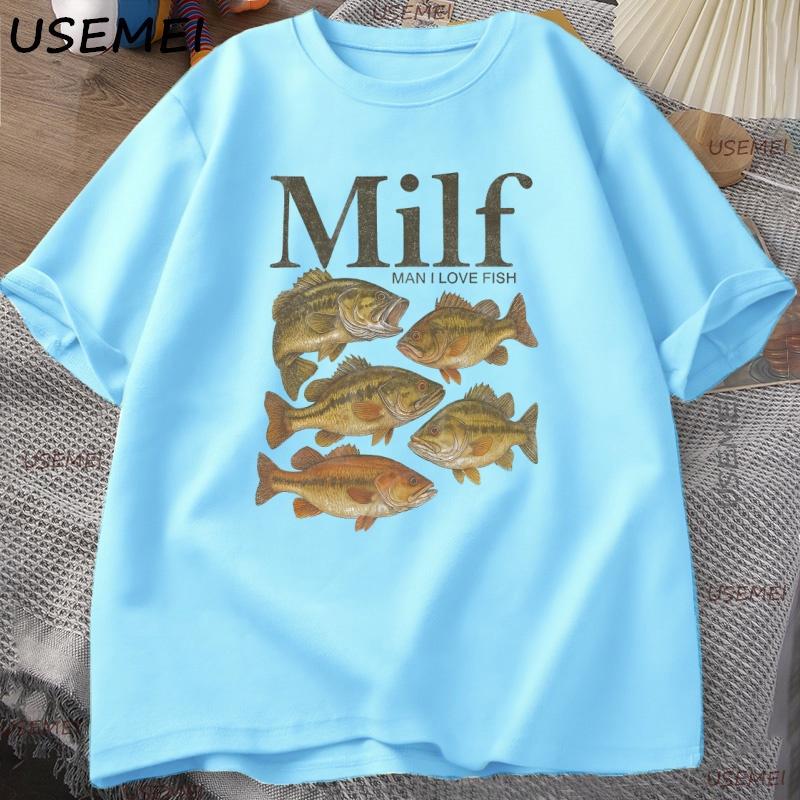 Unisex I Love Fish TShirt Funny Vintage Meme Fish T Shirt Casual Short Sleeve Round Neck Unisex Tee Cotton Loose Male Clothes