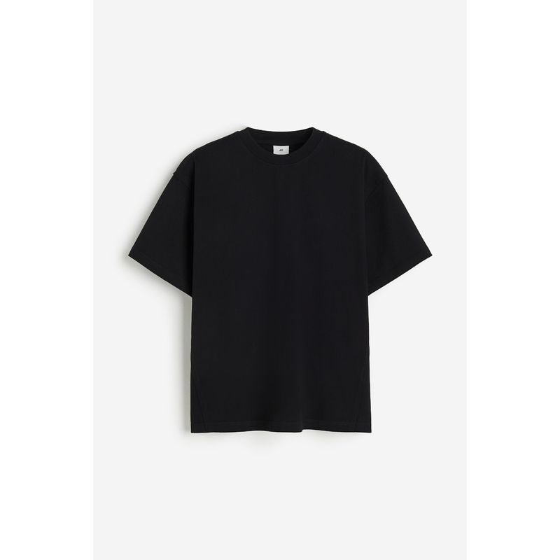 

HM Men s and Women s T-shirt Autumn Soft and Simple Loose Basic Innerwear Short Sleeve Tops 1214625 Black 165/84A