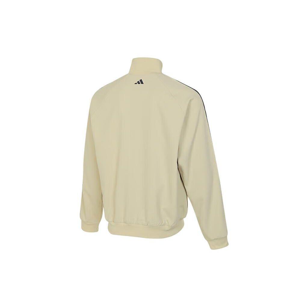 Adidas Side Stripe Casual Sports Zip-Up Stand Collar Long Sleeve Jacket Men Jackets Apricot IR9255