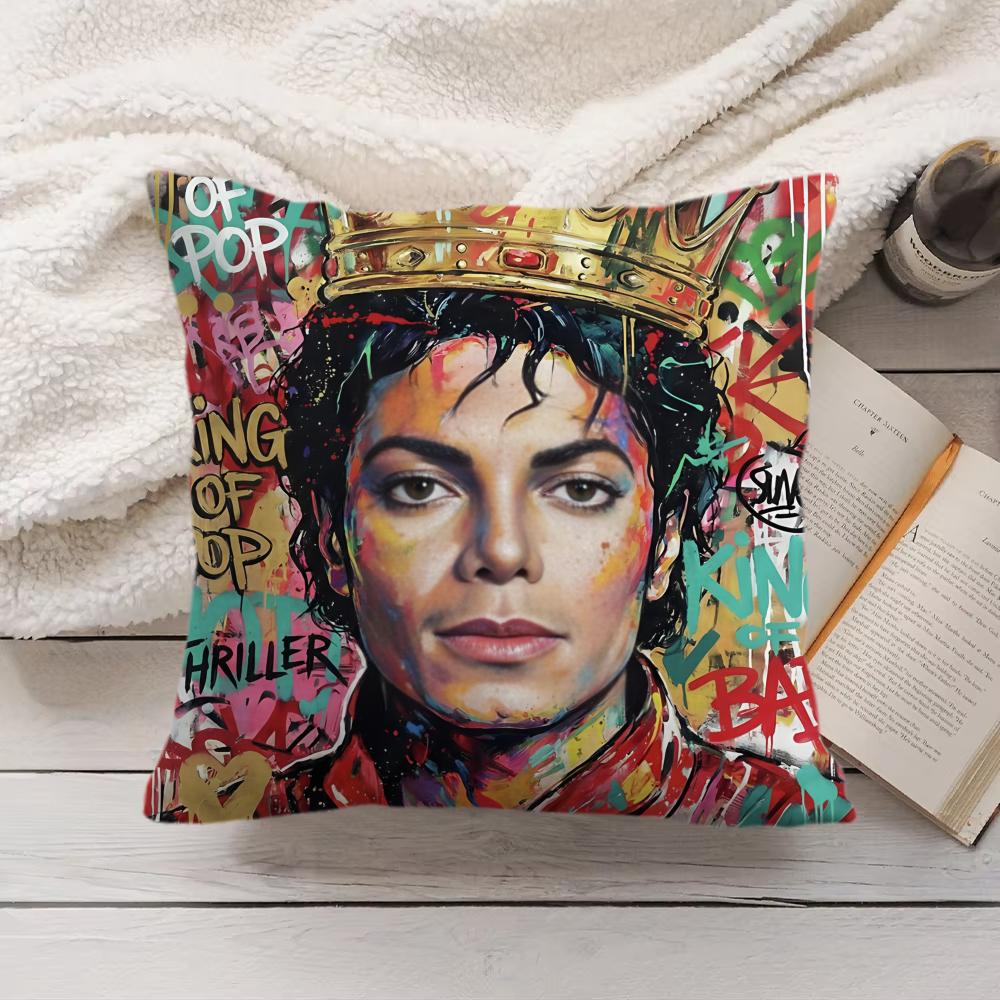 Michael JJackson cool Cushion Cover Silky Short Plush Invisible Zipper Dustproof Sofa Pillow Case for Home Decor