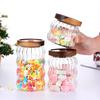 Gestreifte Vorratsflaschen aus Glas mit Holzdeckel, versiegeltes Glas, für Tee, Kaffeebohnen, Getreide, Bonbons, Organizer, Küche, Lebensmittel, Glasbehälter