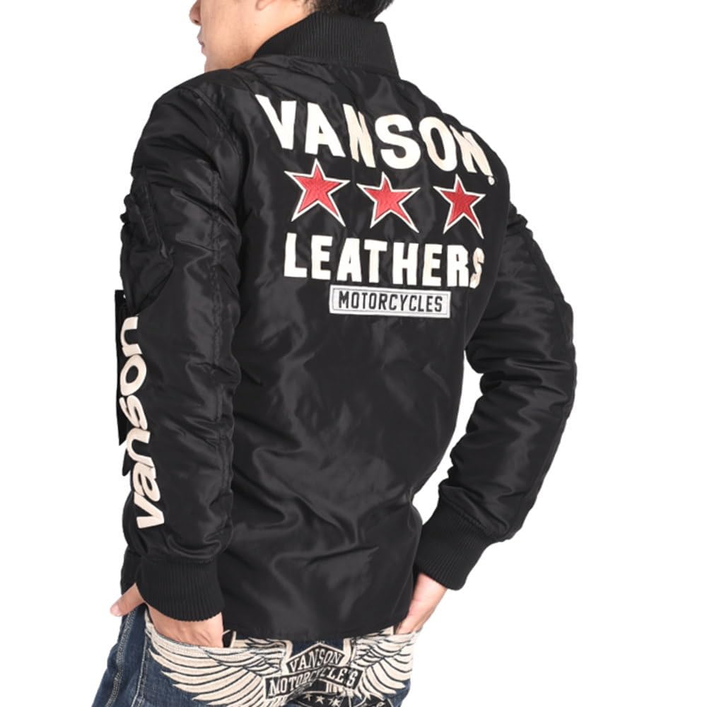 

Open Bottom Flight Jacket Triple Star Embroidery Patch Custom [Vanson] MA-1 & NVJK-2308 (XL, Black) чёрный